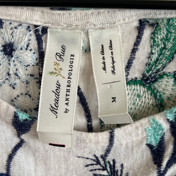 Anthropologie Meadow Rue Cartenga Floral Embroidered Tank Top Medium Boho Spring - Picture 5 of 7
